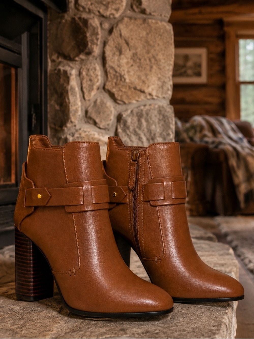 Tory Burch Colton 85MM Brown Leather Ankle Boots Booties 50902 - Picture 4 of 8